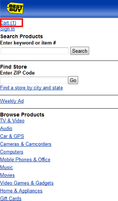 BestBuy’s shopping cart, at the top of every page, gets updated instantly